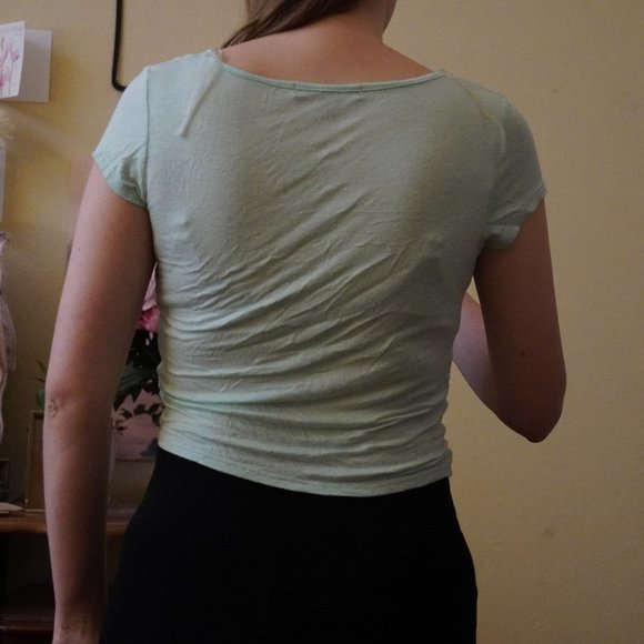 Made in USA Mint Green Crop Top - Picture 2 of 2